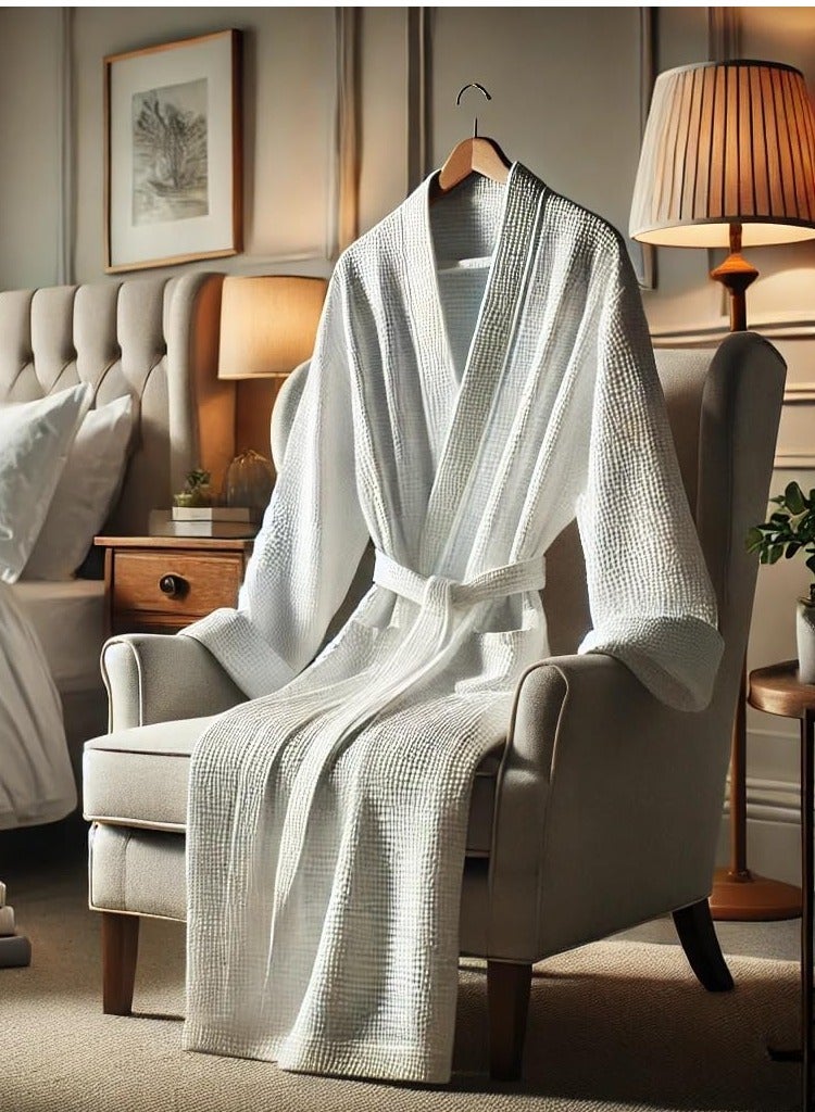 م اكس م رداء حمام قطني للجنسين – رداء سبا وفندق خفيف الوزن مع جيوب، منشفة قطنية 100% للرجال والنساء (مجموعتان) - Image 5