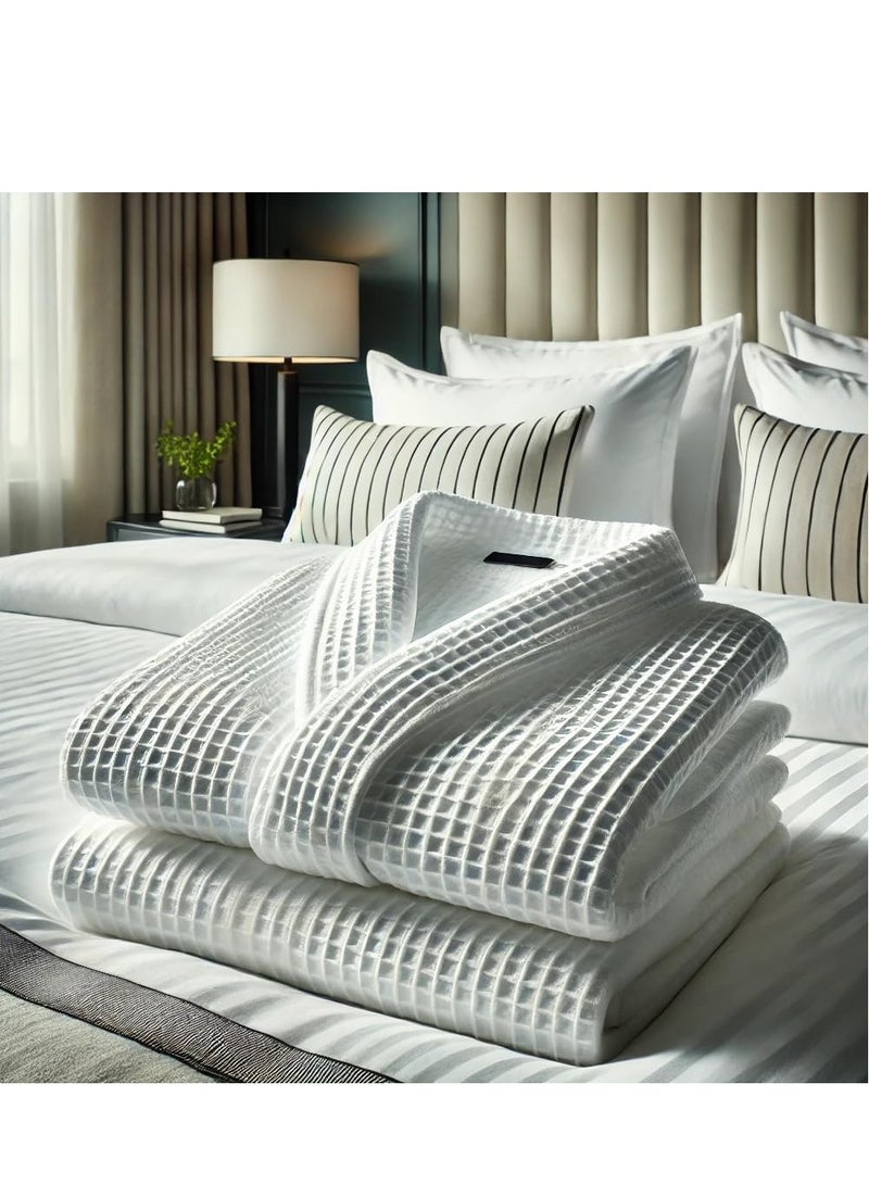 م اكس م رداء حمام قطني للجنسين – رداء سبا وفندق خفيف الوزن مع جيوب، منشفة قطنية 100% للرجال والنساء (مجموعتان) - Image 4