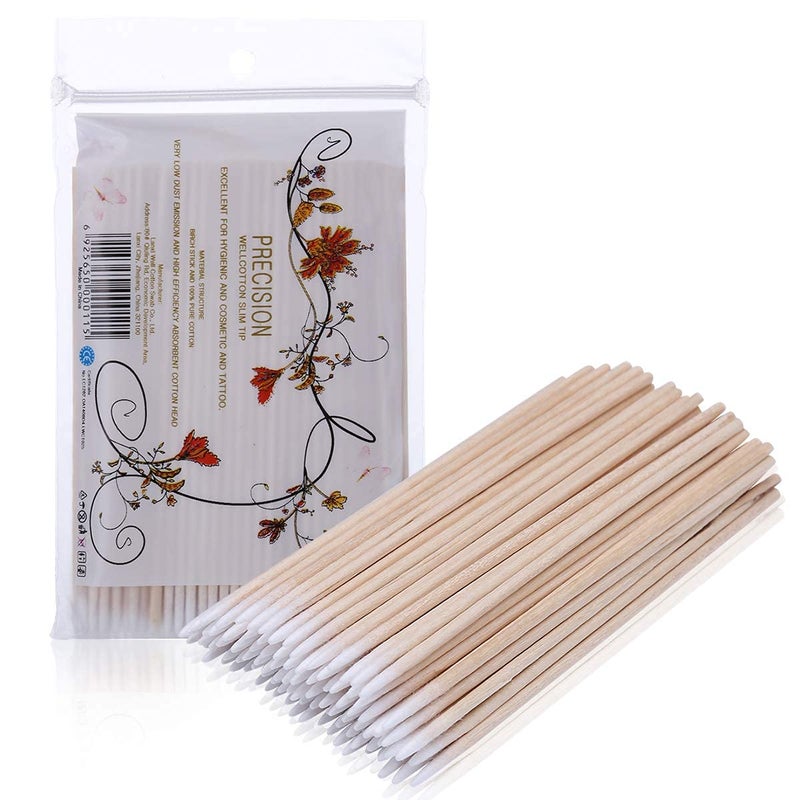 BTYMS 500 Count 4 Inch Pointed Cotton Swabs Precision Microblading Cotton Tipped Applicators Micro Swabs Tattoo Permanent Supplies