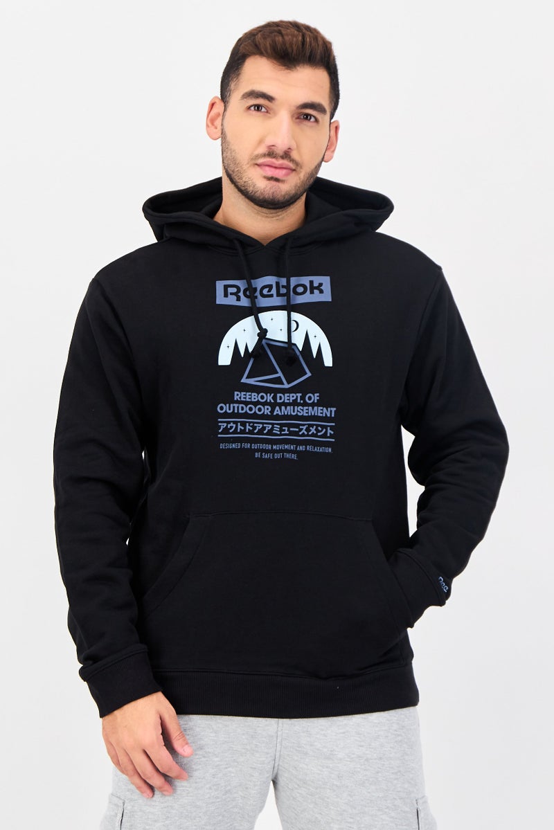 Reebok Men Sportswear Fit Long Sleeve Outdoor Hoodie, Black - Image 1