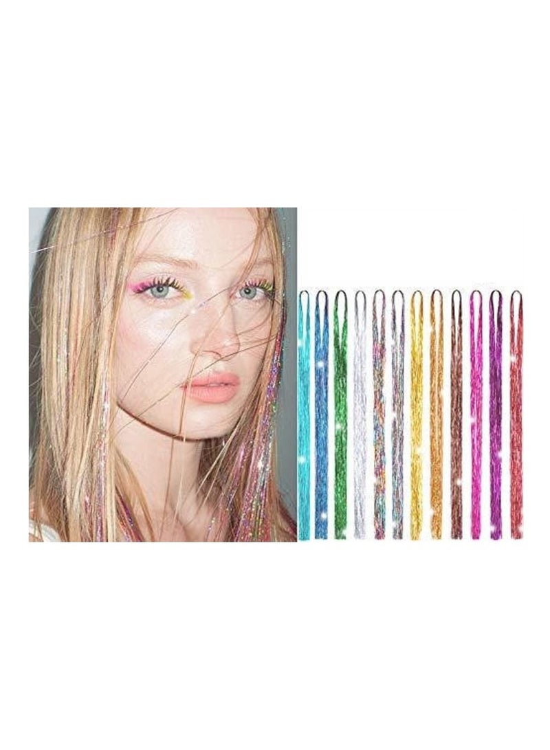 AMM Hair Extension Tinsel Mixed Colors Glitter Hair Extensions for Women Girls Hair Accessories 5 PCS - Image 1