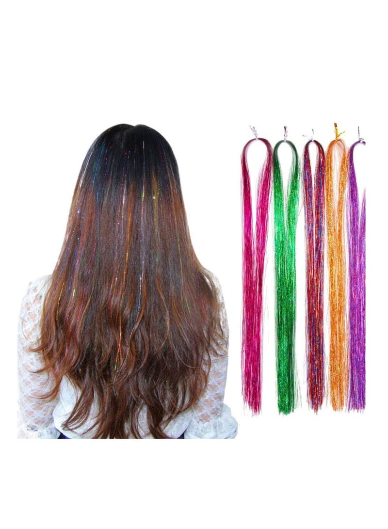 AMM Hair Extension Tinsel Mixed Colors Glitter Hair Extensions for Women Girls Hair Accessories 5 PCS - Image 2