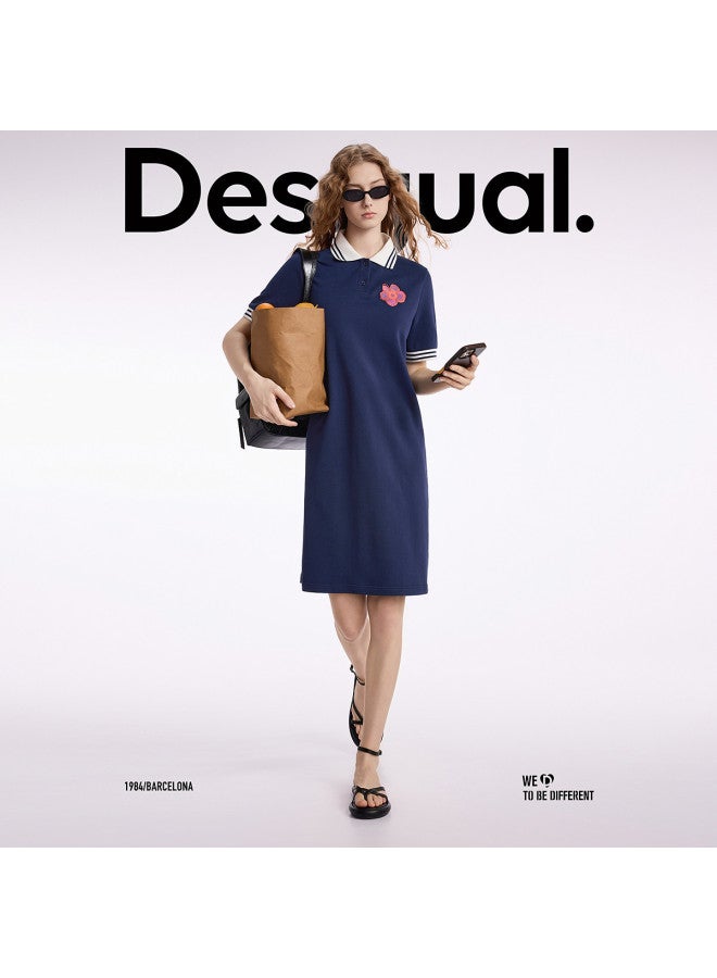 DESIGUAL فستان بولو مزين بطبعات وتطريزات بألوان متباينة - Image 3