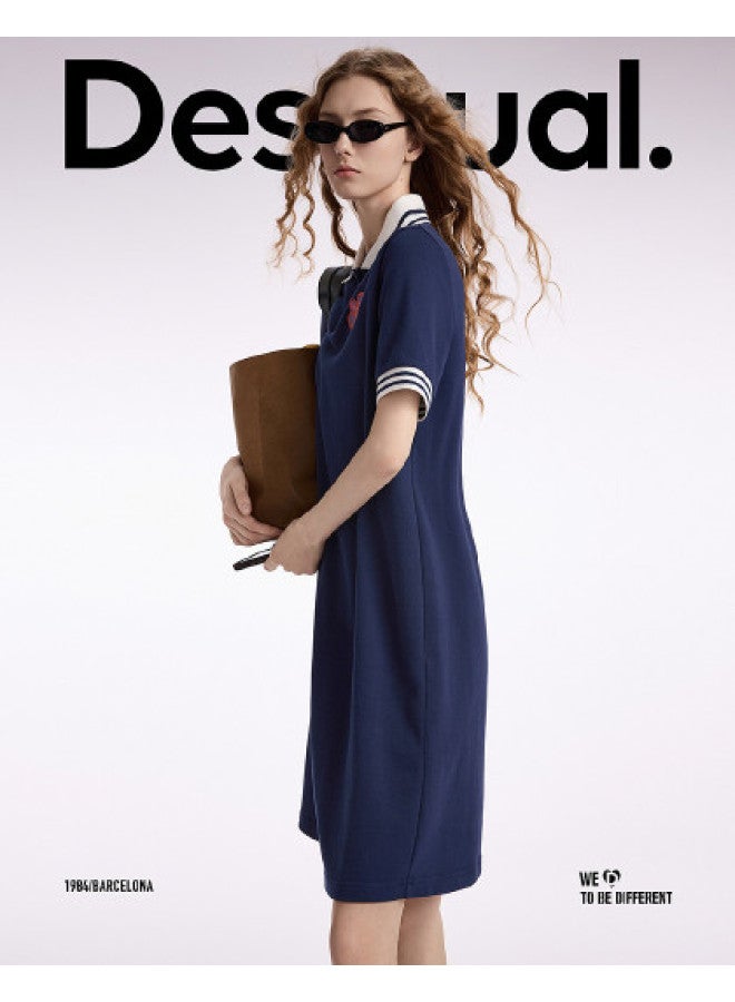 DESIGUAL فستان بولو مزين بطبعات وتطريزات بألوان متباينة - Image 1
