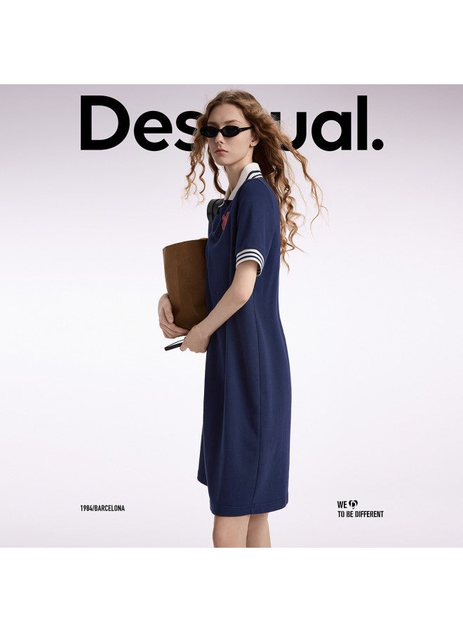 DESIGUAL فستان بولو مزين بطبعات وتطريزات بألوان متباينة - Image 2