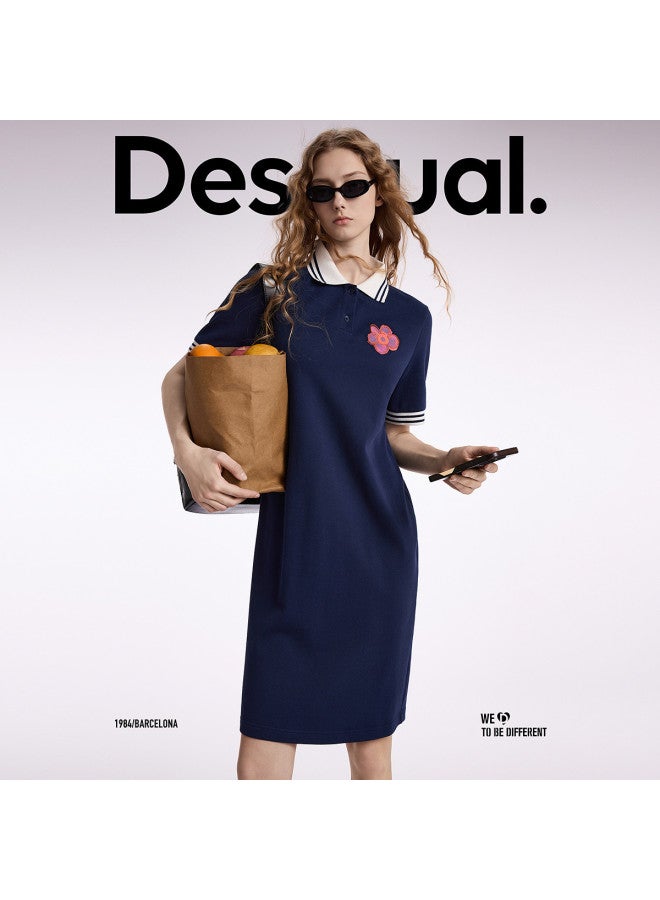 DESIGUAL فستان بولو مزين بطبعات وتطريزات بألوان متباينة - Image 5