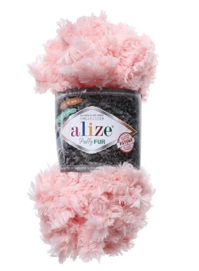 ALIZE PUFFY FUR HAND KNITTING YARN COLOR NO.6102 (PACK OF 3PCS)