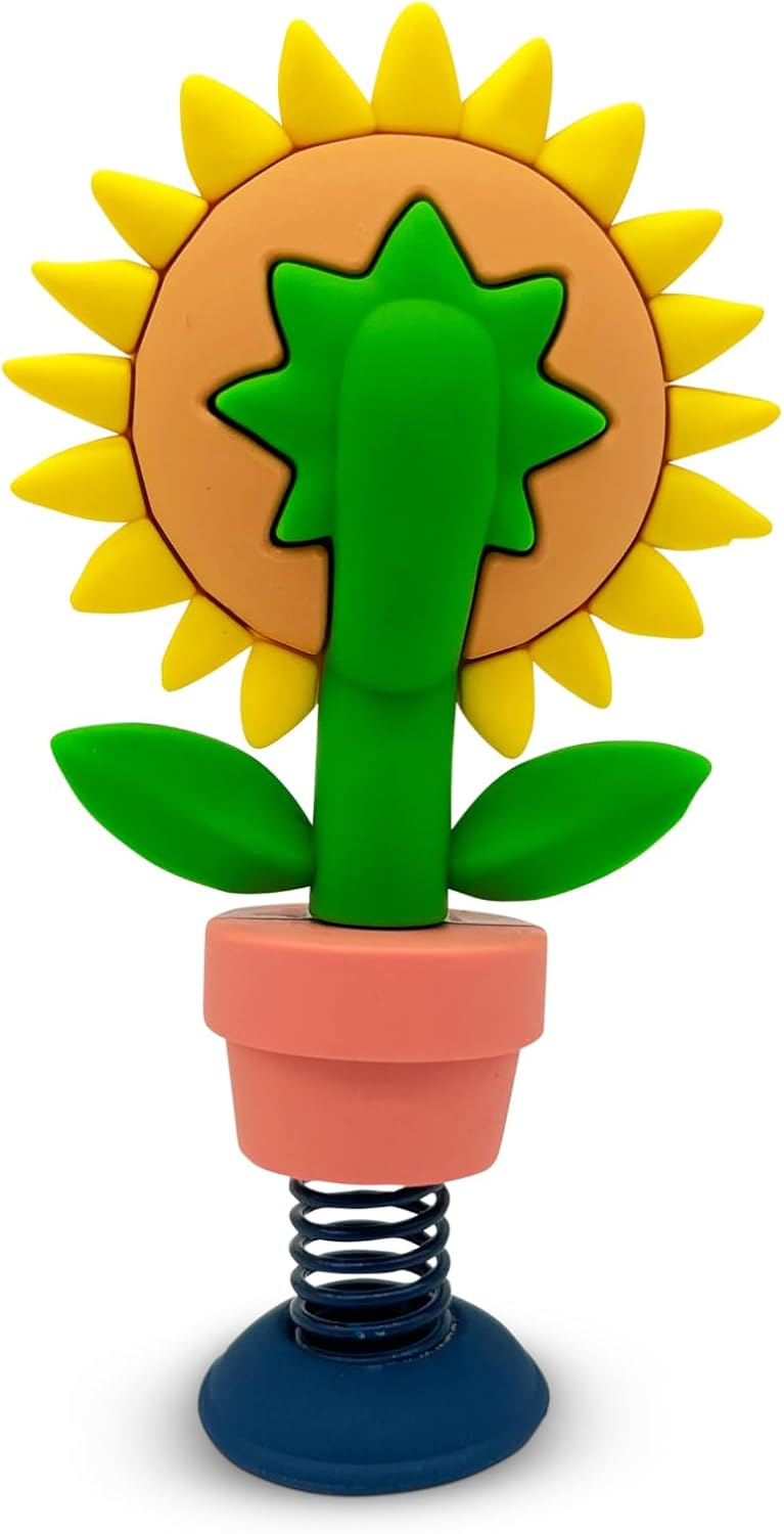 GOOFBALLS Sunflower Dashboard Dancer – Smiling Sunflower Car Accessory with Soaking Up The Sun Vibes – Fun Gift for Nature and Plant Lovers Bobblehead for Your Car Dashboard - Image 2