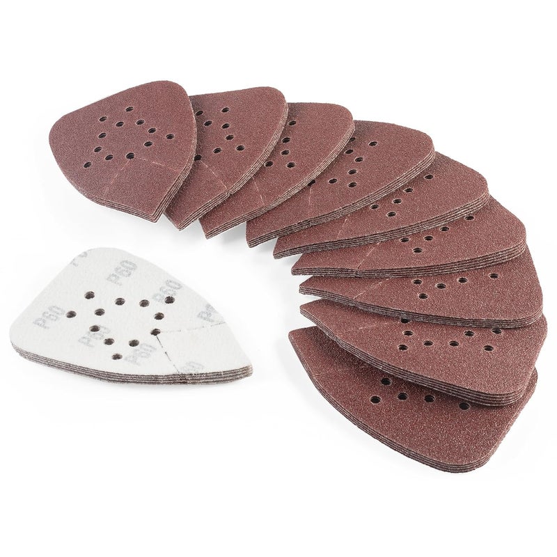 S SATC Mouse Sander Sandpaper 50PCS Mouse Sanding Pads 12 Holes Hook and Loop Sandpaper 60 Grit Detail Palm Sand Paper - Image 1