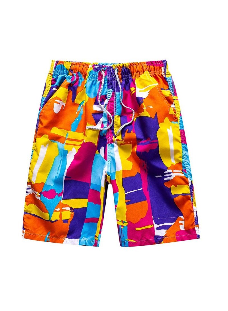 1-Piece Men Swim Beach Shorts Quick Dry Swimming Trunks Drawstring Surfing Board Shorts Loose Boxers Short Pants  - Image 1