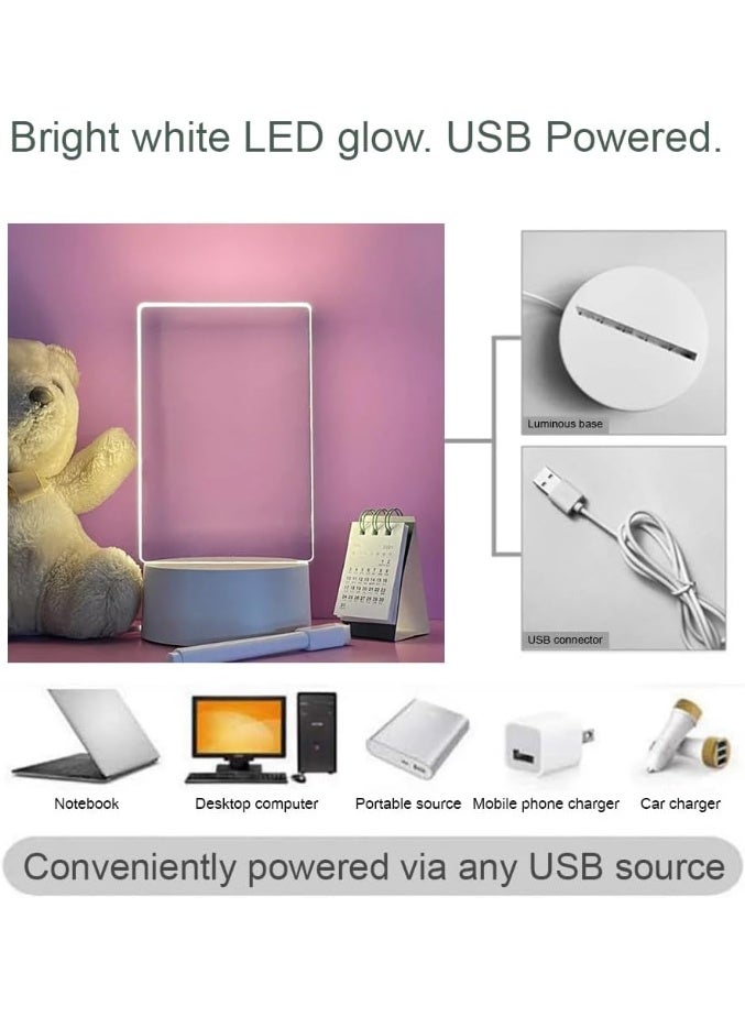 لوح مسح جاف شفاف مع حامل مضيء للمكتب | لوح أبيض واضح للملاحظات على المكتب | لوح رسائل LED مضيء للاستخدام الإبداعي | يتضمن قلم مسح جاف (Note: "Massage" was replaced with "Message/رسائل" as it can be misinterpreted) - Image 5