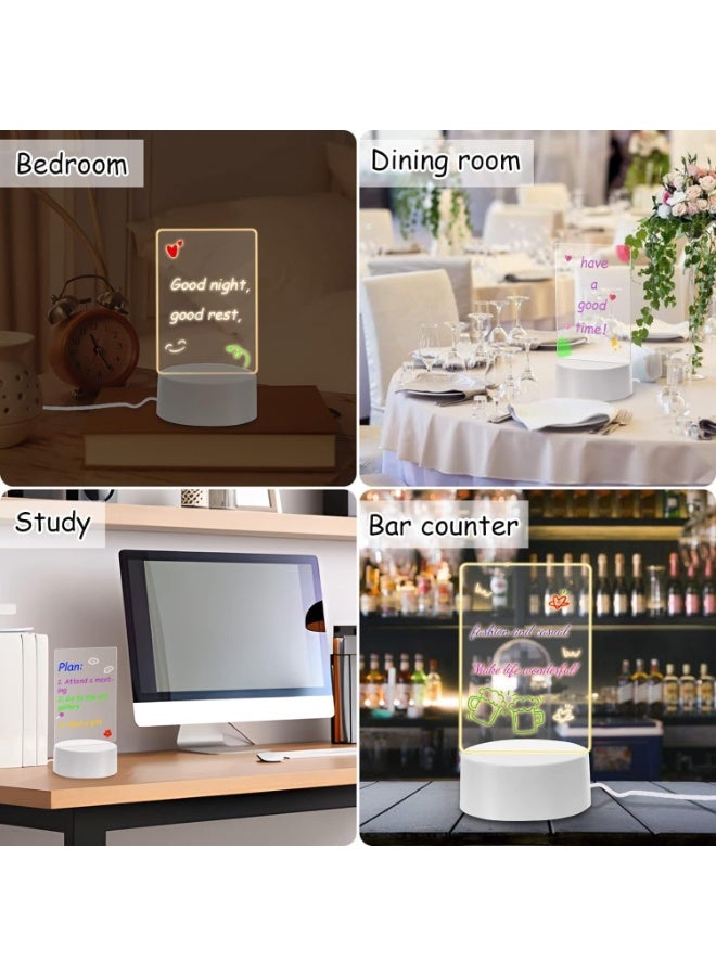 لوح مسح جاف شفاف مع حامل مضيء للمكتب | لوح أبيض واضح للملاحظات على المكتب | لوح رسائل LED مضيء للاستخدام الإبداعي | يتضمن قلم مسح جاف (Note: "Massage" was replaced with "Message/رسائل" as it can be misinterpreted) - Image 2