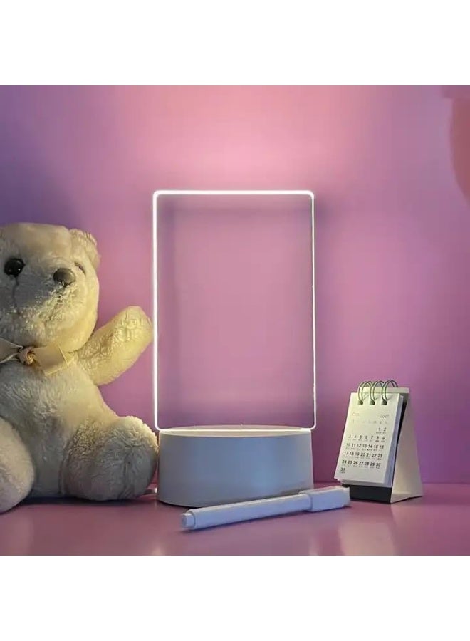 لوح مسح جاف شفاف مع حامل مضيء للمكتب | لوح أبيض واضح للملاحظات على المكتب | لوح رسائل LED مضيء للاستخدام الإبداعي | يتضمن قلم مسح جاف (Note: "Massage" was replaced with "Message/رسائل" as it can be misinterpreted) - Image 4