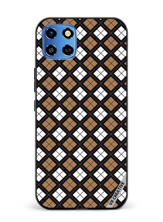 VR CREATIVE Protective Case Cover For Infinix Smart 6 HD Black White Brown Checkered Pattern Design Multicolour - Image 1