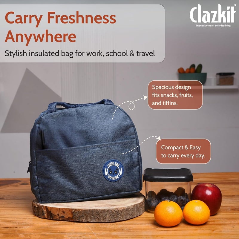 Clazkit Insulated Travel Lunch/Tiffin/Storage Bag for Office, College & School (Color May Vary) (Cotton) - Image 2