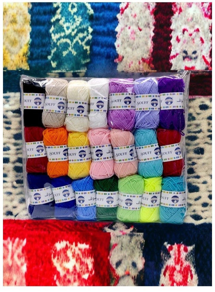Soft Acrylic Multipurpose Knitting Yarn Crochet Yarn Assorted Color DIY for Hand Needlework Knitting and Crochet Woven Project great for Scarves Hats and Craft Projects 20g/each 21 Pcs
