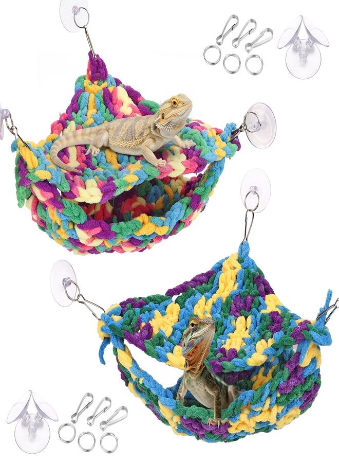 Mogoko 2Pcs Reptile Lizard Hammock, Double-Layer Thicker Soft Reptile Hammock, Swing Hanging Breathable Bed with Strong Adhesive Hooks, for Lizard Gecko Chameleon Iguana Bearded Dragon - Image 1