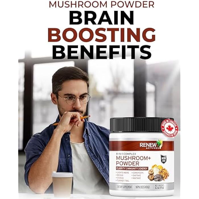 Renew Actives Renew ActivRenew Actives Mushroom Plus - Adaptogen & Antioxidant Blend - Supports Energy, Stress Relief & Immune Health - 2.2g Scoop, 120 Servings - Image 2