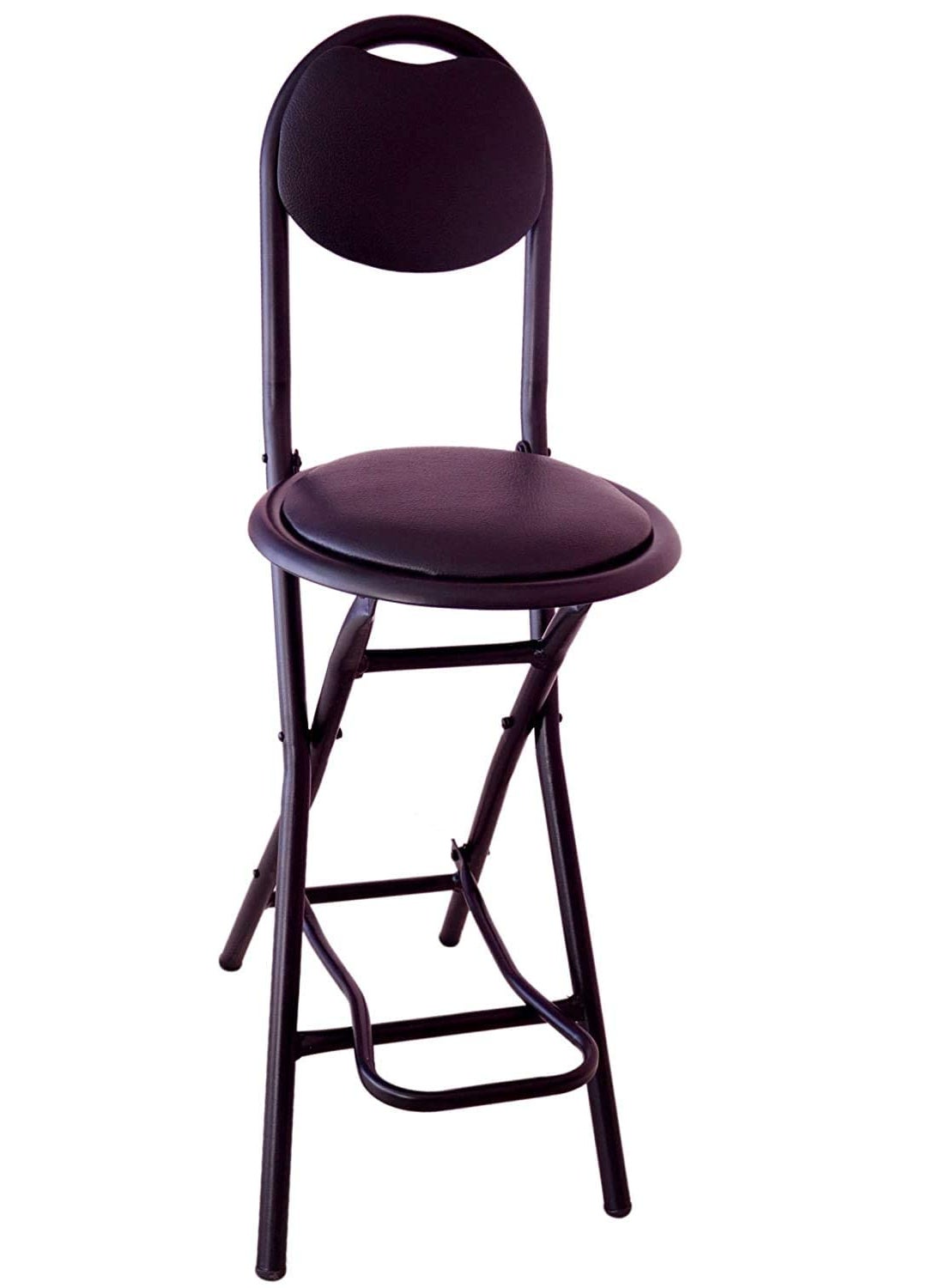JOJO JOJO New 24inch Seating Height Strong Heavy Duty Folding Stool Chair with Foot Rest Higher Height for Kitchen Office Breakfast Padded Black Set of 1 Metal  - Image 1