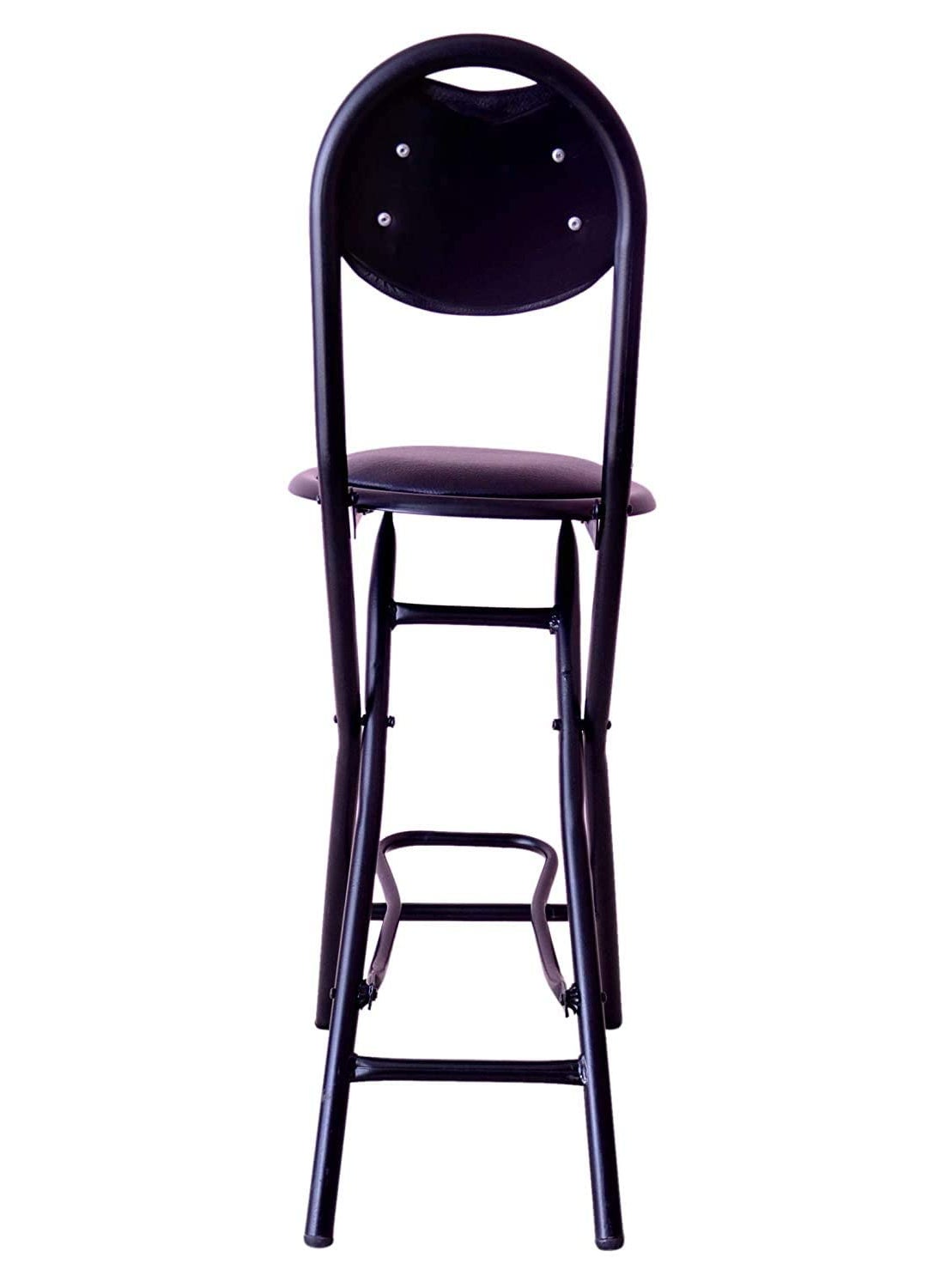 JOJO JOJO New 24inch Seating Height Strong Heavy Duty Folding Stool Chair with Foot Rest Higher Height for Kitchen Office Breakfast Padded Black Set of 1 Metal  - Image 4