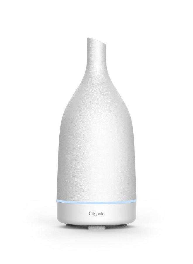 Cliganic Ceramic Aromatherapy Diffuser For Essential Oils (White) 7 Color Lights Cool Mist Auto Shut Off For Home & Office  - Image 1