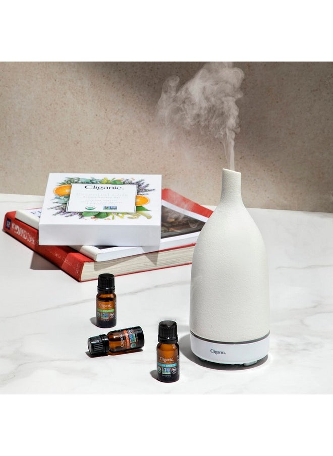 Cliganic Ceramic Aromatherapy Diffuser For Essential Oils (White) 7 Color Lights Cool Mist Auto Shut Off For Home & Office  - Image 2