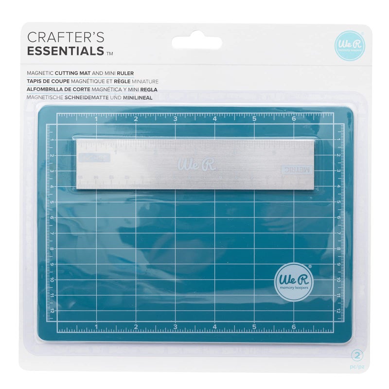 We R Memory Keepers Trimmer & Mat, 7x5, Magnetic Cutting Mat And Mini Ruler, Craft Supplies Trimming Tools Ruler Paper Crafts - Image 1