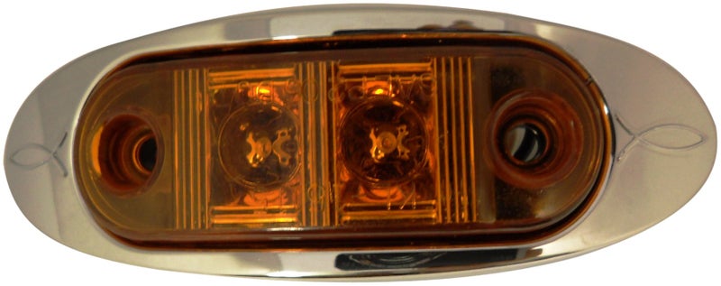 Autosmart KL15114AE Amber Oval LED ClearanceSide Marker Light with Chrome Bezel
