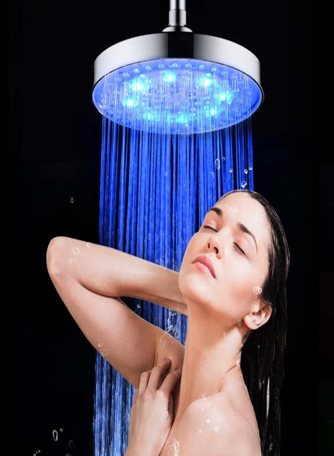 رأس دش مطري LED دائري 8 بوصة، رأس دش متغير الألوان RGB مع مستشعر درجة الحرارة للحمام - Image 5