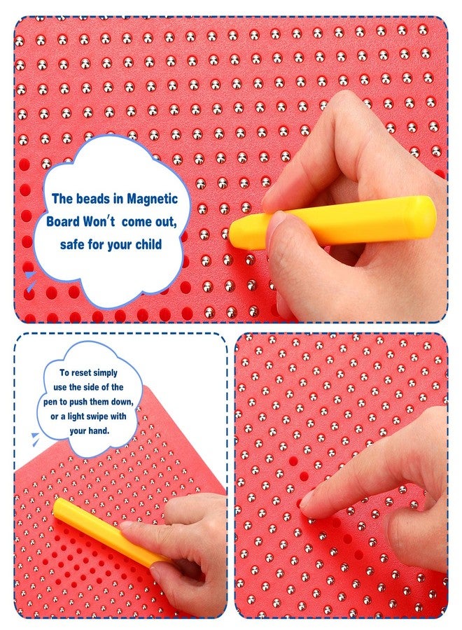 Yexiya 3 Pcs Magnetic Drawing Board for Kids, Toddler Travel Drawing Kit Magnet Sketch Thread Board with Stylus Pen and Beads Toy for Child Quiet Time Activities(Multicolor,7 x 8.5 Inches) - Image 3