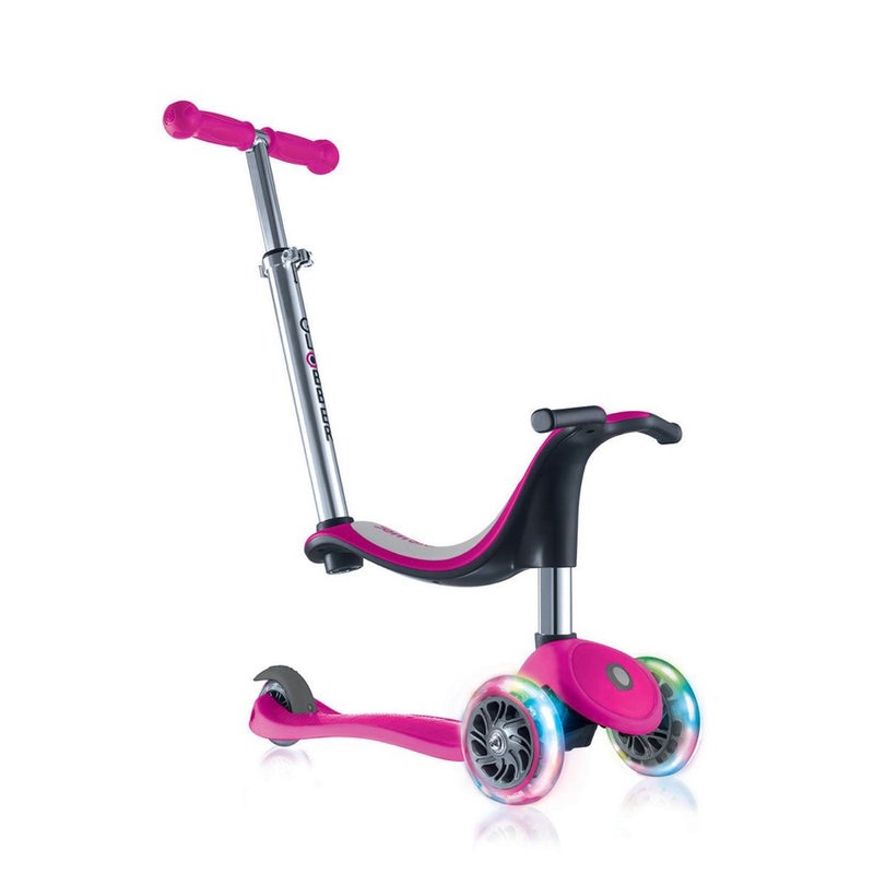Globber EVO 4in1 Plus Lights Convertible Scooter (Deep Pink)