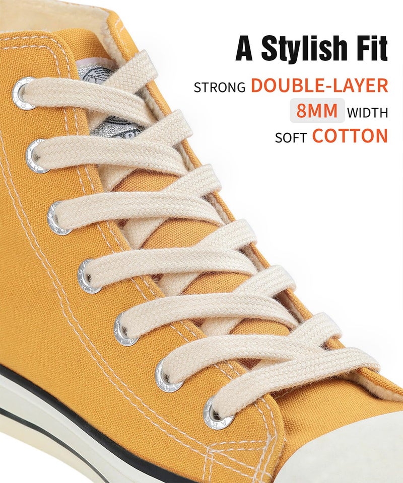 Handshop Wide Flat Athletic Shoelaces 5/16"(2 Pair) - Shoe Laces for Sneakers and Casual Shoes Replacements Beige 35 inch (90cm) - Image 2