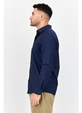 SELECTED Men Regular Fit Solid Long Sleeve Casual Shirt, Navy  - Image 4