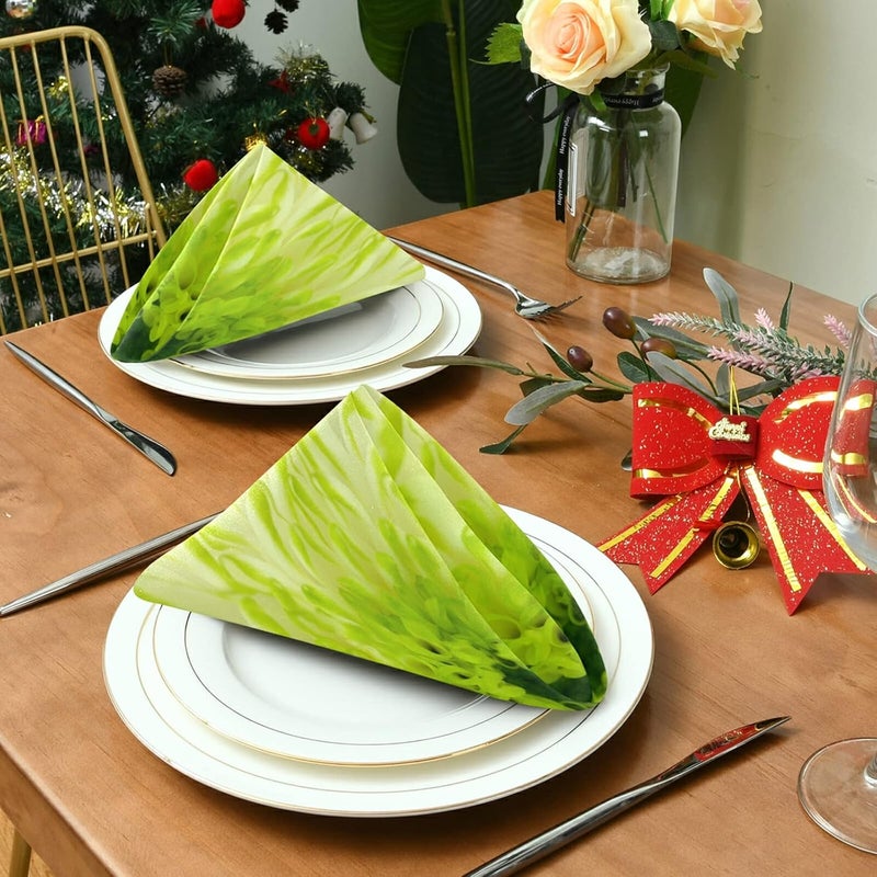 susiyo Lime Green Chrysanthemum Flower Cloth Napkins Dinner Napkin Set of 4 for Kitchen Parties Weddings Cocktail Christmas Halloween Thanksgiving Festivals - Image 4