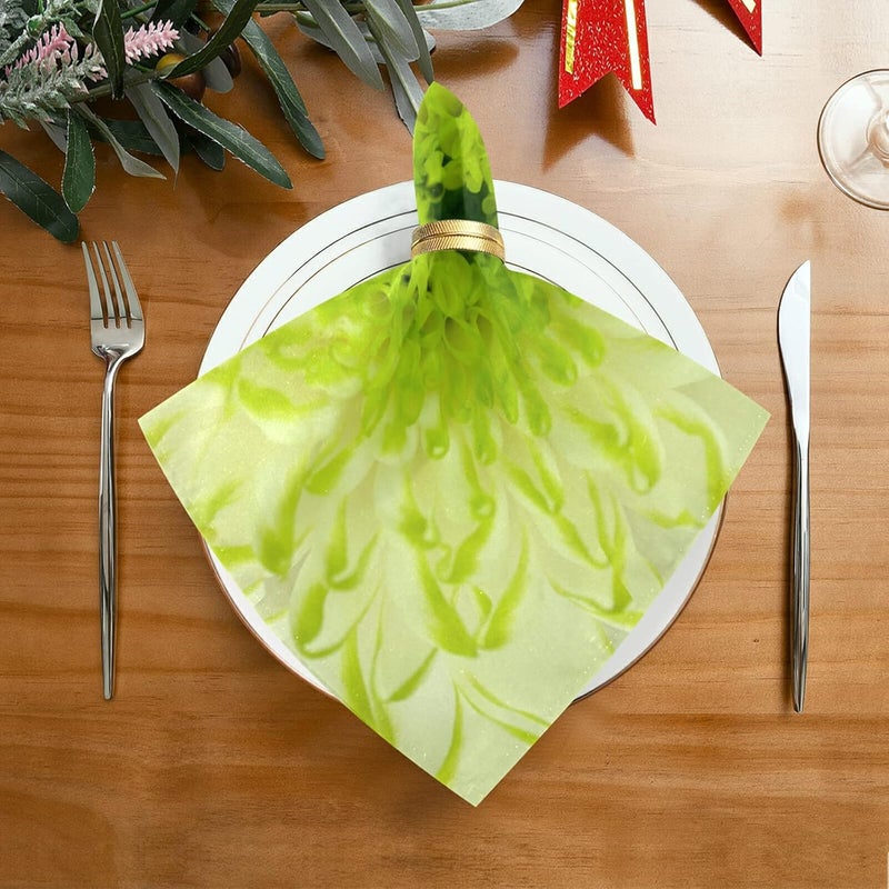 susiyo Lime Green Chrysanthemum Flower Cloth Napkins Dinner Napkin Set of 4 for Kitchen Parties Weddings Cocktail Christmas Halloween Thanksgiving Festivals - Image 3