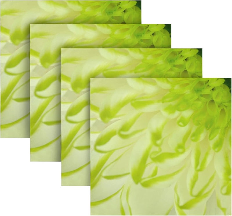 susiyo Lime Green Chrysanthemum Flower Cloth Napkins Dinner Napkin Set of 4 for Kitchen Parties Weddings Cocktail Christmas Halloween Thanksgiving Festivals - Image 2