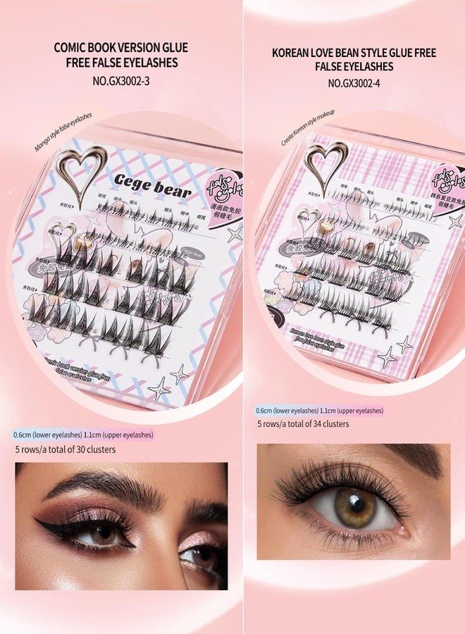 Gege Bear Comic Book Version Glue Free False Eyelashes | Soft Dramatic Volume | Reusable No-Mess | Self-Adhesive Easy Application | Long-Lasting Comfortable Wear for Teens | Bold Eye Makeup | 4 Kawaii Bold Styles | Lightweight Feel Natural for Girls Women (03#Comic Book Version, 30pcs) - Image 4