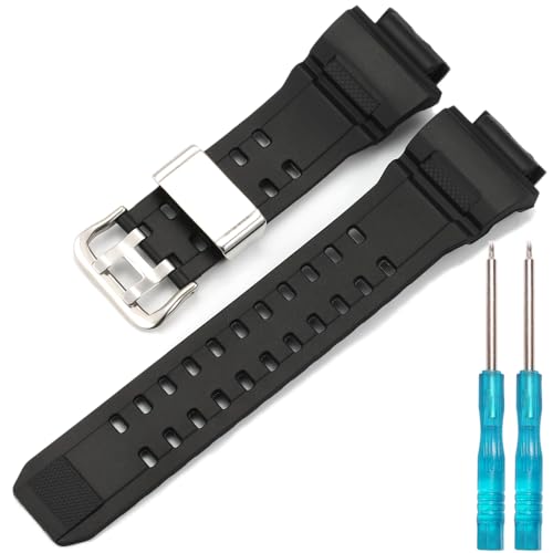 MCXGL Resin Watch Band Strap Compatible with Caiso GW-9400 GW-9400-1 Master Men's Sports Replacement wristband bracelet Black Stainless Steel Buckle and Loop - Image 1
