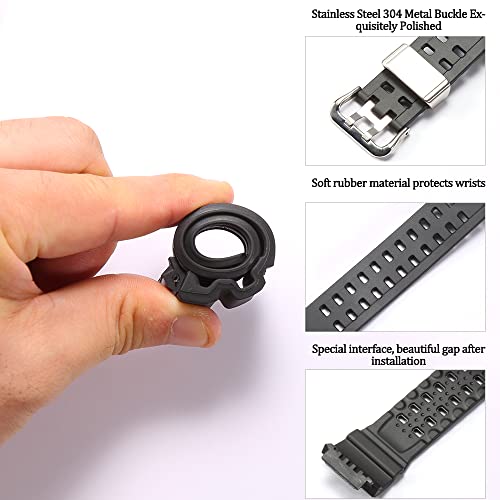 MCXGL Resin Watch Band Strap Compatible with Caiso GW-9400 GW-9400-1 Master Men's Sports Replacement wristband bracelet Black Stainless Steel Buckle and Loop - Image 3