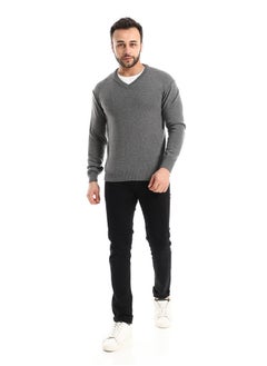 Andora Classic V-Neck Heather Charcoal Pulover  - Image 1