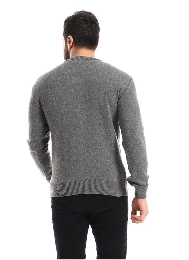 Andora Classic V-Neck Heather Charcoal Pulover  - Image 4