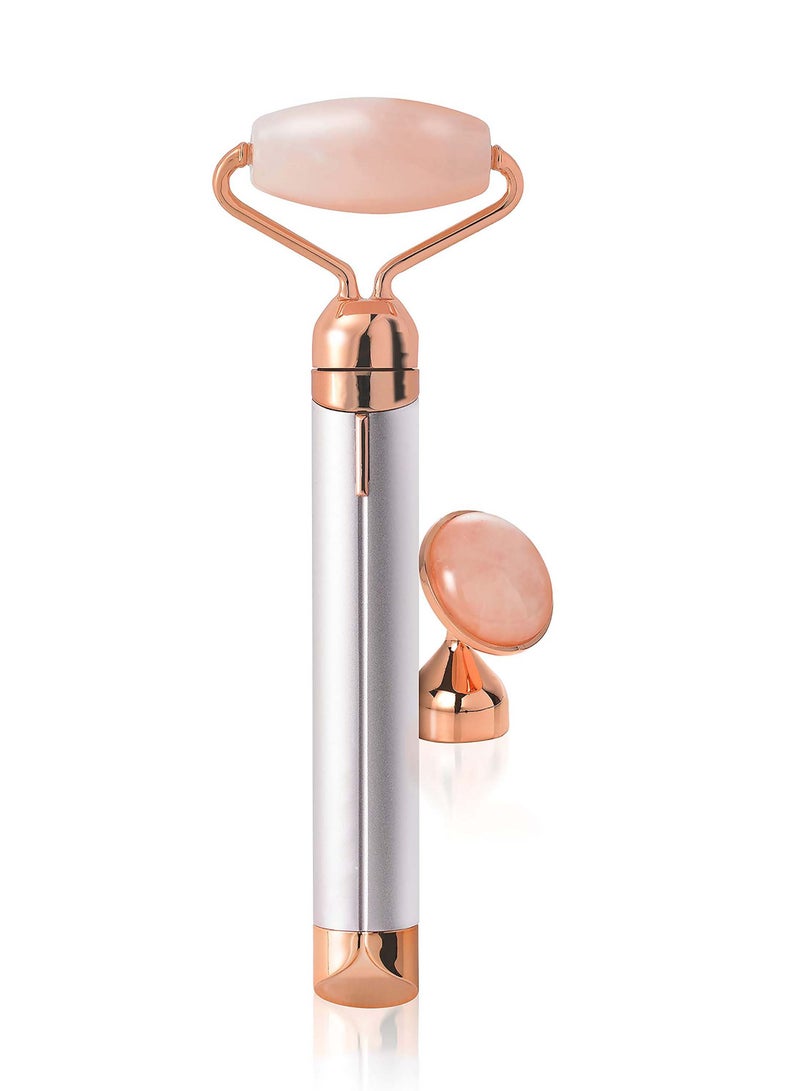SYOSI Vibration Face-Lifting Instrument, Beauty Instrument Vibrating Facial Roller & Massager, Rose Quartz, for Wrinkles Anti-Aging and Eye Puffiness, Keeping Youthful Skin Tone - Image 1