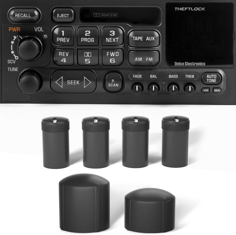 RDBS Radio Accessories 6 PCS Stereo Radio Volume Control Knobs Kit OEM Replacement for GMC Cadillac Chevrolet - Image 1