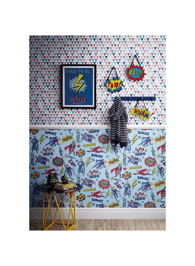 JAMEEL IMAGINE FUN -Superhero Wallpaper - Blue Comic Book Design for Kids Bedroom or Playroom - Action Packed!  - Image 2