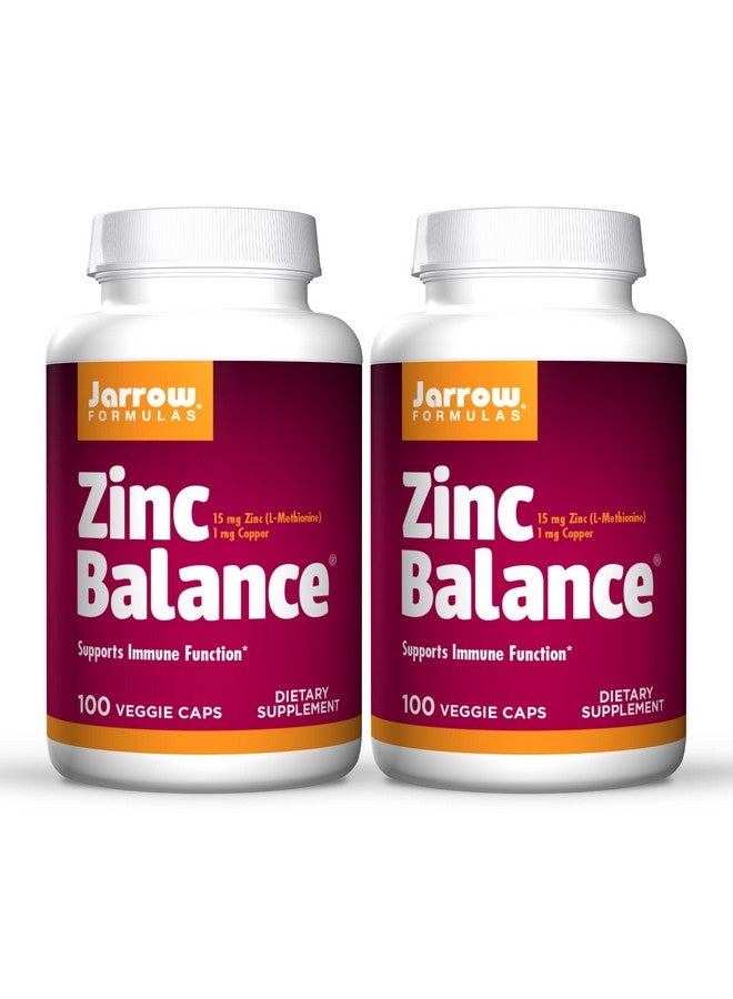 jarrow formulas جاررو فورمولا زنك بالانس 15 ملغ - 100 كبسولة نباتية، عبوة من 2 - دعم المناعة - يحتوي على النحاس - 100 حبة (عبوة من 2) - Image 1