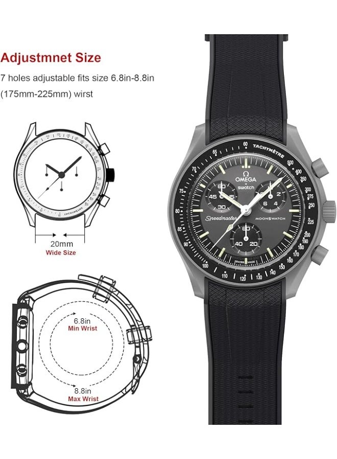 أوميغا X سواتش MoonSwatch / رولكس ساعة حزام 20mm ناعم السيليكون Speedmaster استبدال الفرقة منحني بدون فجوات مناسبة - Image 3