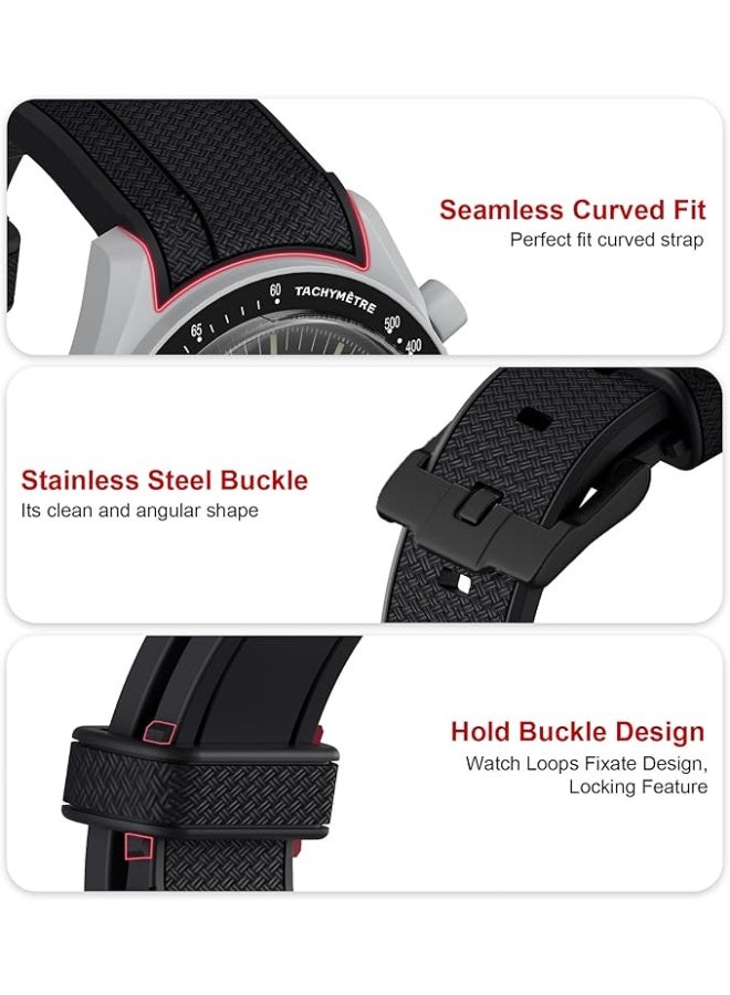 أوميغا X سواتش MoonSwatch / رولكس ساعة حزام 20mm ناعم السيليكون Speedmaster استبدال الفرقة منحني بدون فجوات مناسبة - Image 1