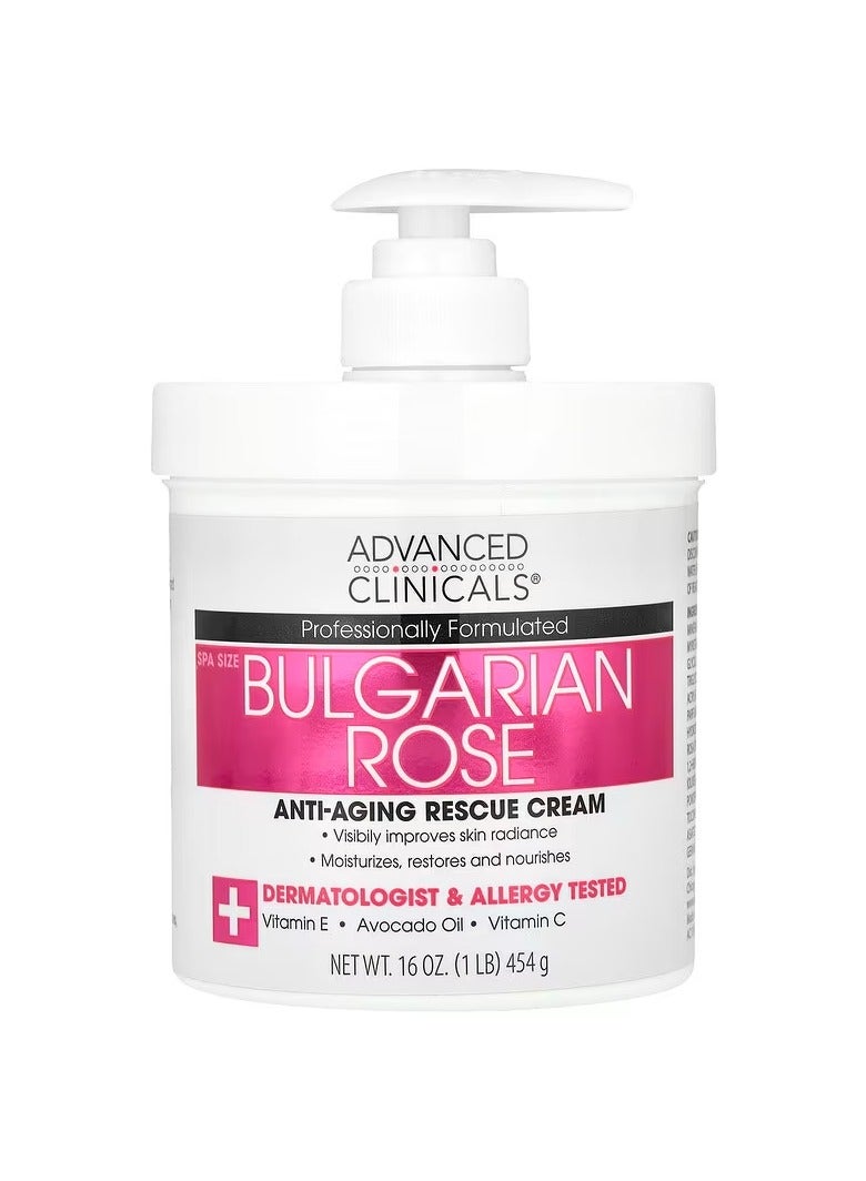 Advanced Clinicals, Anti-Aging Rescue Cream, Bulgarian Rose, 16 oz (454 g)