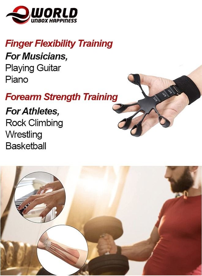 Eworld - Pack of 2 Hand Grip Finger Exerciser Strength Trainer for Flexion Extension Training with 6 Resistant Level - Image 1