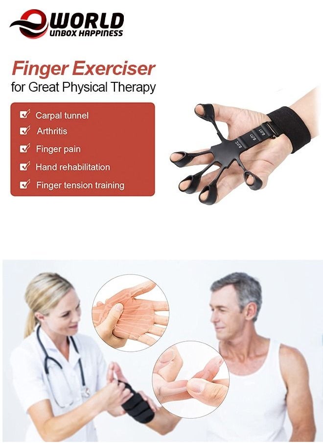 Eworld - Pack of 2 Hand Grip Finger Exerciser Strength Trainer for Flexion Extension Training with 6 Resistant Level - Image 1